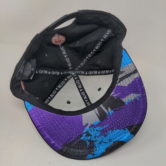 Blvd Snapback Hat Black One Size Adjustable Black Adjustable Embroidered 6 Panel - Picture 6 of 8